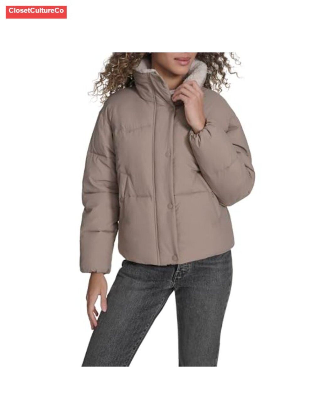 Insulated Quilted Puffer Jacket with Sherpa Lining